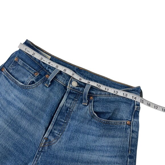 Levis 501 Skinny Fit Jeans Womens Blue Denim Button Fly SZ 28W 27L Classic Style - Picture 5 of 16